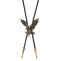 Vintage-Adler-Bolo-Krawatte mit Bronze-Anhänger und schwarz geflochtener Lederhalskette - Bronze