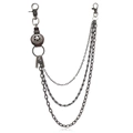 Retro gelaagde punk broekketting met leren sterbadge en metalen karabijnhaken voor streetwear - Bruin Leer