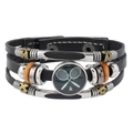 Pulsera multicapa de cuero con diseño de tenis y cierre de metal para deportistas - Bádminton