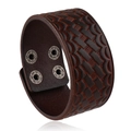 Retro braunes Lederarmband mit Fischschuppen-Prägung und verstellbaren Druckknöpfen - Retro Dunkelbraun