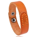 Vintage orange leather bracelet with contrast stitching and metal snap closure - Orange