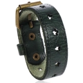 Bracelet en cuir vert foncé à découpes d'étoiles avec boucle vintage style punk - Vert
