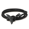 Minimalist black braided bracelet with matte whale tail clasp in a nautical style - Black and Black Whale Tail