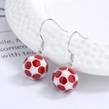Orecchini a cerchio in argento 925 a forma di calcio con smalto rosso e bianco - Argento 925 / Rosso Bianco