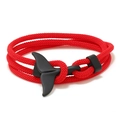 Red braided rope bracelet with a matte black whale tail clasp for couples - Red and Black Whale Tail