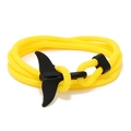 Minimalist whale tail bracelet with multi-strand yellow braided cord and matte black hook - Yellow and Black Whale Tail