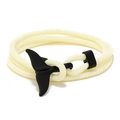 Minimalist Milan cord whale tail woven bracelet in cream and matte black finish - Cream and Black Whale Tail