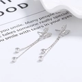 Elegant 925 silver butterfly tassel earrings with sparkling zircon crystals in silver finish - 925 Silver / White Gold/Pair