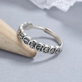 Verstellbarer Ring aus 925er Sterlingsilber im Vintage-Stil mit chinesischer Gravur - Einstellbar Offen / Thai-Silber (Lebenslanger Reichtum)