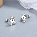 Cute 925 sterling silver gingerbread man screw back stud earrings with vintage finish - 925 Silver / Thai Silver (Gingerbread Man)