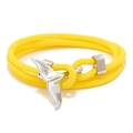 Yellow braided Milan wire bracelet with a polished silver whale tail clasp detail - Yellow and Silver Whale Tail