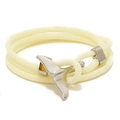 Minimalist ivory nautical braided bracelet featuring a silver whale tail clasp - Cream and Silver Whale Tail