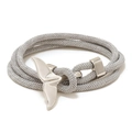 Minimalist whale tail woven bracelet in light grey with a polished silver-tone finish - Gray With Silver Whale Tail