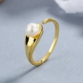 Minimalistischer 925er Silberring in Gold mit eleganter weißer Perle und offenem Design - Einstellbar Offen / Gold