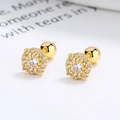 Eleganti orecchini a lobo quadrati in argento 925 con scintillanti zirconi cubici - Argento 925 / Oro