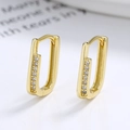 Orecchini rettangolari dorati con zirconi cubici verticali per donne eleganti - Argento 925 / Oro/Paio