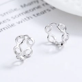 Elegante 925 sterling zilveren ronde oorbellen met holle kettingvormgeving in zilver - 925 zilver / Witgoud/Paar