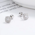 Orecchini a perno in argento S925 con chiusura a vite e cluster di zirconi cubici - Argento 925 / Oro Bianco