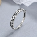 Vintage Ring aus 925 Sterling Silber mit geprägten Glücksmünzen und antikem Finish - Einstellbar Offen / Thai-Silber (Vielversprechende Zukunft)
