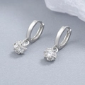 Pendientes de aro en plata 925 con colgantes geométricos de circonita cuadrada - Plata 925 / Oro Blanco/Par