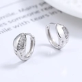 Pendientes de aro con hojas de plata 925 y circonitas en acabado plateado - Plata 925 / Oro Blanco