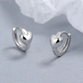 Pendientes de aro de corazón en plata de ley S925 pulida con acabado de espejo liso - Plata 925 / Oro Blanco/Par