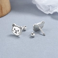 Cute S925 sterling silver bear stud earrings with vintage finish and screw back closure - 925 Silver / Thai Silver (Bear)