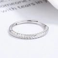 Minimalist 925 sterling silver wheat ear pattern open ring with adjustable design - Adjustable Open / White Gold