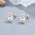 Retro 925 sterling silver Love You stud earrings with black enamel and screw back detail - 925 Silver / Thai Silver (Love You Charm)