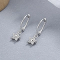 Pendientes de aro en plata de ley 925 con colgante de flor de circón brillante - Oro Blanco