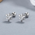 925 Sterling Silber Hexagramm Stern Ohrstecker mit Schraubverschluss und Zirkonia Steinen - 925er Silber / Weißgold / Paar (Hexagramm)
