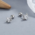 S925 Sterling Silber Herz Ohrstecker mit funkelndem Zirkonia und Schraubverschluss Design - 925er Silber / Weißgold / Paar (Herz mit Pfeil)