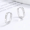 Silver 925 hoop earrings with four vertical square cubic zirconia stones in a polished finish - 925 Silver / White Gold
