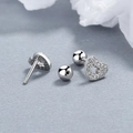 925 Sterling Silber hohle Herz und Stern Schraubohrringe mit weißen Zirkonia Besatz - 925er Silber / Weißgold / Paar (Hohlherz)