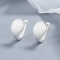 Minimalist S925 sterling silver hoop earrings with a brushed matte finish for women - 925 Silver / Silver