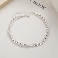 Zweilagiges 925er Sterlingsilber-Armband mit ovalen Perlen und praktischem Karabiner - 925er Silber / Silber