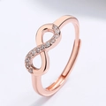 Elegant 925 sterling silver infinity ring in rose gold with shimmering cubic zirconia - Adjustable Open / Rose Gold