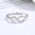 S925 sterling silver infinity ring with sparkling zircon stones in an adjustable design - Adjustable Open / White Gold