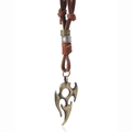 Collana lunga in pelle regolabile con pendente totem in bronzo e perline in metallo - caffè