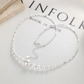S925 Silberperlenkette mit lächelnder Reihe aus abgestuften Perlen für Damen - 925er Silber / Silber (Stil 1)