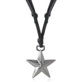 Collana minimalista in pelle regolabile con ciondolo a stella d'argento per uomo e donna - Nero