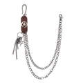 Dubbellaagse punkrock hiphop broekketting met leren sterbadge en metalen kwastjes - Bruin Leer