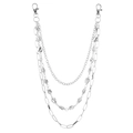 Three-layer silver metal pants chain with geometric beads and lobster clasps for hip hop style - Silver