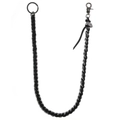 Punk Hip-Hop Geldbörsenkette aus Gunmetal mit schwarzem Ledergeflecht und Karabiner - Schwarz