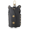 Portachiavi creativo a forma di gilet in pelle nera con bottoni in bronzo e rivetti - Nero