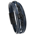Herren Mehrlagiges Lederarmband mit dunkelblauem Violinschlüssel-Anhänger Motiv - Dunkelblau