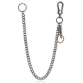 Gothic zilveren portemonnee ketting met kogel hanger en stevige metalen karabijn - Antiek Zilver