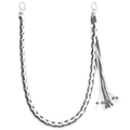 Handmade gray and white braided cord trousers chain with silver lobster clasps and tassels - Gray and White (Double D)