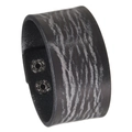 Vintage breites Lederarmband in Schwarz mit Marmortextur und silbernem Druckknopf - Schwarz