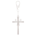 Portachiavi pendente con doppia croce in metallo argento dal design minimalista - Stile Croce